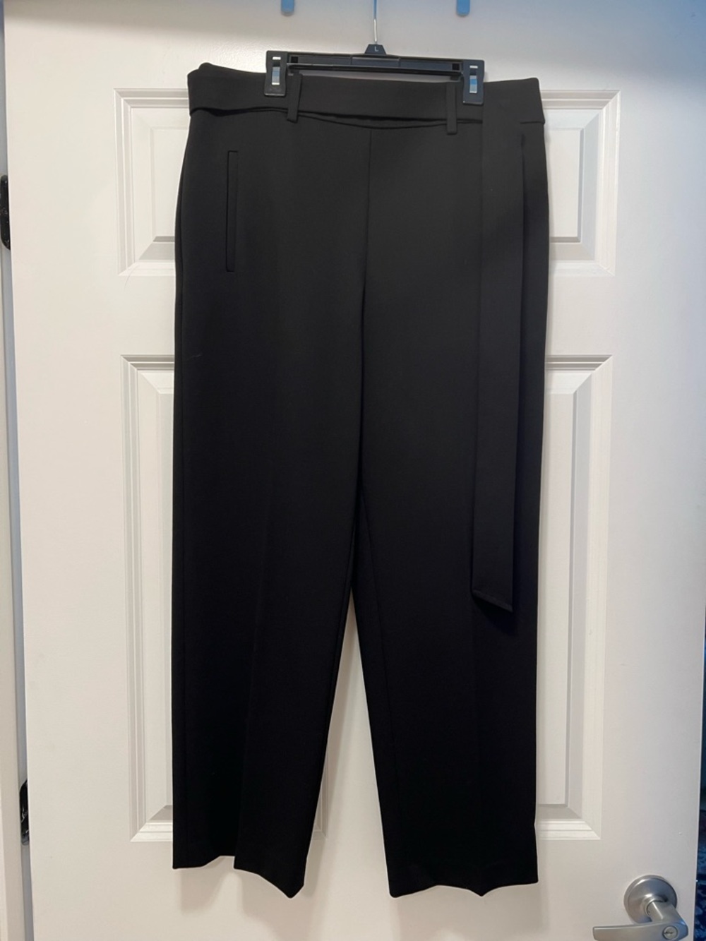 New Bar III Black High-Waist Wide-Leg Belted Pants
